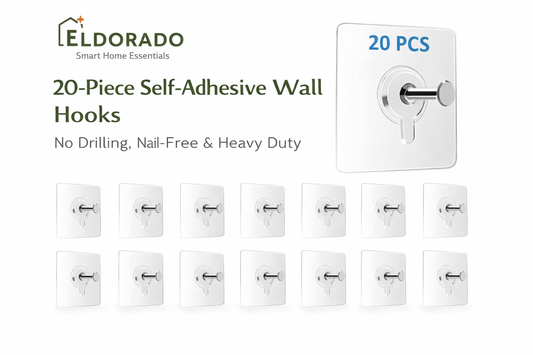 20-Piece Self-Adhesive Wall Hooks – No Drilling, Nail-Free Hanging